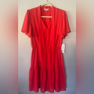 Nanette Lepore Vibrant Sun Saffron Tiered neck tie Dress size 10 NWT